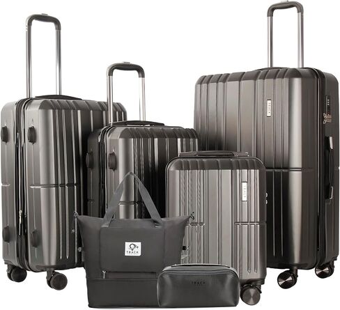 4 Piece Luggage Set ABS+PC Expandable Hardshell TSA Lock Aluminum Trolley Spinner Wheels (Champagne, 6 Piece Set) in Saudi Arabia
