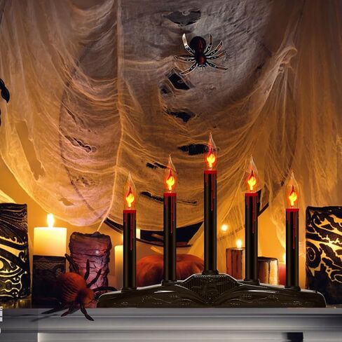 Halloween Table Decorations - Halloween Candles Centerpiece Blood Dripping Black Flame Candle with Flickering Flame, Spooky Electric Candles for Halloween Home Party Table Windowsill Decor, 5 Lights in Saudi Arabia