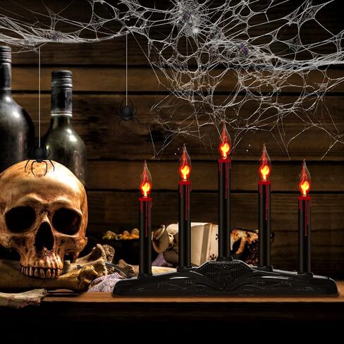 Halloween Table Decorations - Halloween Candles Centerpiece Blood Dripping Black Flame Candle with Flickering Flame, Spooky Electric Candles for Halloween Home Party Table Windowsill Decor, 5 Lights in Saudi Arabia