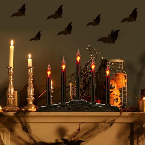 Halloween Table Decorations - Halloween Candles Centerpiece Blood Dripping Black Flame Candle with Flickering Flame, Spooky Electric Candles for Halloween Home Party Table Windowsill Decor, 5 Lights in Saudi Arabia