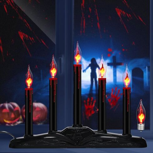 Halloween Table Decorations - Halloween Candles Centerpiece Blood Dripping Black Flame Candle with Flickering Flame, Spooky Electric Candles for Halloween Home Party Table Windowsill Decor, 5 Lights in Saudi Arabia