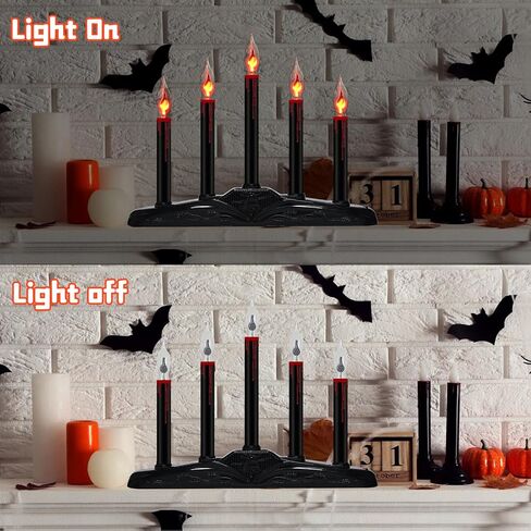Halloween Table Decorations - Halloween Candles Centerpiece Blood Dripping Black Flame Candle with Flickering Flame, Spooky Electric Candles for Halloween Home Party Table Windowsill Decor, 5 Lights in Saudi Arabia