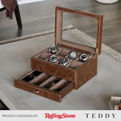 صندوق مجموعة ساعات TAWBURY 8 للرجال – صندوق ساعات رجالي للساعات الكبيرة | حافظة ساعة من الجلد الأسود الصناعي | حامل الساعات الفاخرة | مشاهدة المنظم | علبة الساعة | حالات مشاهدة | مجموعة صندوق الساعات باللون الأسود in Kuwait