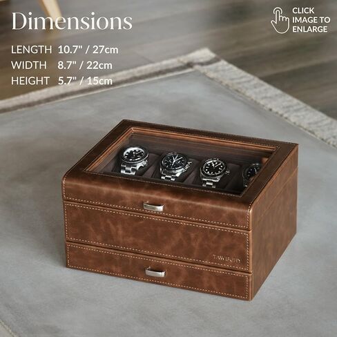 صندوق مجموعة ساعات TAWBURY 8 للرجال – صندوق ساعات رجالي للساعات الكبيرة | حافظة ساعة من الجلد الأسود الصناعي | حامل الساعات الفاخرة | مشاهدة المنظم | علبة الساعة | حالات مشاهدة | مجموعة صندوق الساعات باللون الأسود in Kuwait