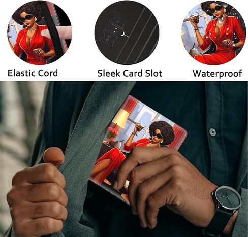 Passport Holder Women Wallet with Luggage Tag, Leather Passport Cover with RFID Blocking, Travel Accessories Multi Card Slot Passport Case for Men，Hustle Like A Boss Side Hustler Afro Queen in Saudi Arabia