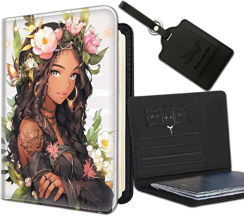 Passport Holder Women Wallet with Luggage Tag, Leather Passport Cover with RFID Blocking, Travel Accessories Multi Card Slot Passport Case for Men，Hustle Like A Boss Side Hustler Afro Queen in Saudi Arabia