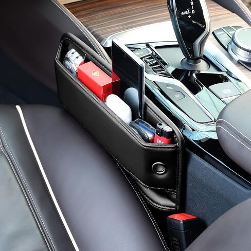 Car Seat Gap Filler Organizer, Premium Faux Leather Gap Storage Box with Cup Holder, Front Seat Car Gap Filler for Phones Parking Pass Glasses (Driver Seat) in Saudi Arabia
