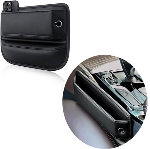 Car Seat Gap Filler Organizer, Premium Faux Leather Gap Storage Box with Cup Holder, Front Seat Car Gap Filler for Phones Parking Pass Glasses (Driver Seat) in Saudi Arabia