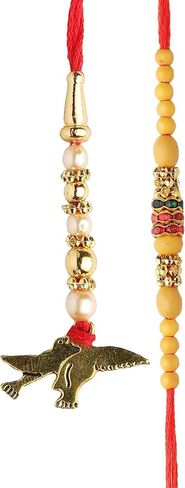 Aditri Creation Rakhi Lumba set of 2 Rakhi for Brother and Bhabhi Bhaiya Bhai Rakhi Set of 2 Couple Pair Rakhi Dora Thread gift Pack for gifts Rakhi Bracelet for Veera Brother Sister Festival Rakhi in Saudi Arabia