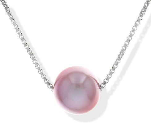 Freshwater Pearl Pendant Necklace - Floating Pearl Necklace for Women - Rhodium Plated Sterling Silver Necklace - Real Pearl Necklace - Timeless Pearl Jewelry for Women - 10.5MM Pearl in Saudi Arabia