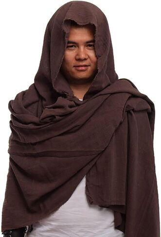 القرون الوسطى عباءة عصر النهضة زي وشاح شال القلنسوة هود الرقبة مقنعين قبعة شامان التفاف عباءة شامان هالوين حفلة الرأس in Kuwait