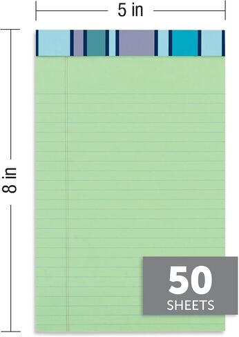 وسادات كتابة للعلامة التجارية Office Depot®، مقاس 12.7 سم × 20.32 سم، مسطرة ضيقة، 50 ورقة، أخضر، عبوة من وسادتين in Saudi Arabia
