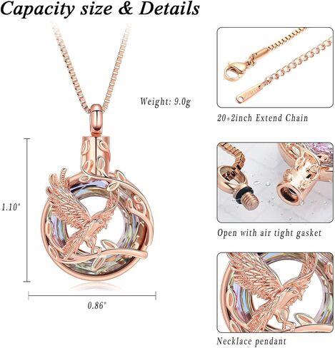 The Tree of Life Urn Necklace for Ashes Eagle Ring Cremation Jewelry Circle of Life Keepsake Memorial Pendant Human Pets Ash Holder Gift for Women Men in Kuwait