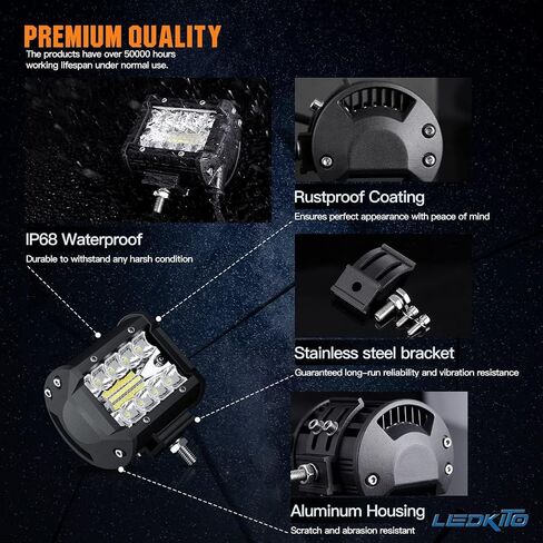 شريط إضاءة LED مقاس 20 بوصة ومجموعة أغطية LED مقاس 4 بوصات مكونة من قطعتين مع 16AWG 3 أسلاك لتسخير الأسلاك ومفتاح هزاز للطرق الوعرة وشريط إضاءة للطرق الوعرة وضوء عمل كومبو لبقعة الفيضانات من أجل Je-ep Pickup UTV Truck Tractor in Saudi Arabia