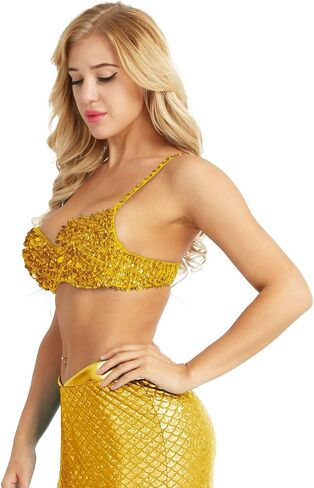 JEATHA Women's Shiny Sequined Belly Dance Bra Tops Beading Padded Crop Top Rave Dancing Costume Clubwear in Saudi Arabia