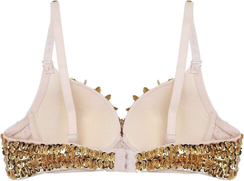 JEATHA Women's Shiny Sequined Belly Dance Bra Tops Beading Padded Crop Top Rave Dancing Costume Clubwear in Saudi Arabia