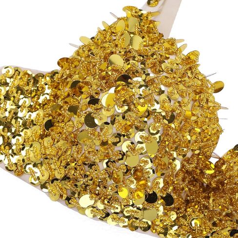 JEATHA Women's Shiny Sequined Belly Dance Bra Tops Beading Padded Crop Top Rave Dancing Costume Clubwear in Saudi Arabia