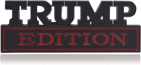 ملصق شعار Universal Trump Edition شعار استبدال سيارة شاحنة SUV متوافق مع Ford F150 Jeep Dodger شيفروليه شارة الباب الخلفي شارة الشبكة الأمامية غطاء محرك السيارة (فضي + أحمر) in Kuwait
