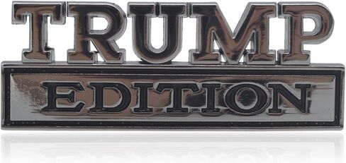 ملصق شعار Universal Trump Edition شعار استبدال سيارة شاحنة SUV متوافق مع Ford F150 Jeep Dodger شيفروليه شارة الباب الخلفي شارة الشبكة الأمامية غطاء محرك السيارة (فضي + أحمر) in Kuwait