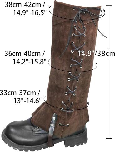 Medieval Leg Covers Slim Fit Pirate Renaissance Faux Leather Steampunk Costume for Boots in Saudi Arabia