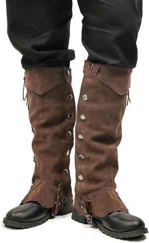 Medieval Leg Covers Slim Fit Pirate Renaissance Faux Leather Steampunk Costume for Boots in Saudi Arabia