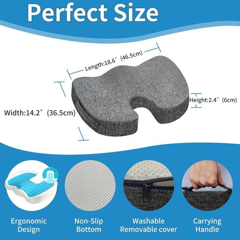 Tailbone Pain Relief Seat Cushion, Cooling Gel Seat Cushion - for Office Chairs, Car Seat, Wheelchair Sitting Cushion (Blue) in Saudi Arabia