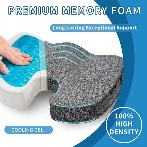 Tailbone Pain Relief Seat Cushion, Cooling Gel Seat Cushion - for Office Chairs, Car Seat, Wheelchair Sitting Cushion (Blue) in Saudi Arabia