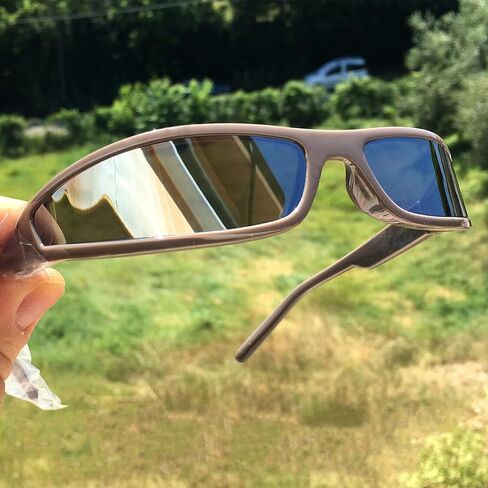 Y2K Wrap Around Sunglasses for Women Men Small Narrow Frame Rectangle Sunglasses 90s Small Face Futuristic Sports Shades in Kuwait
