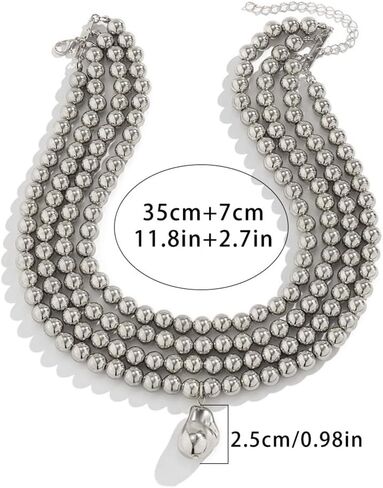 fxmimior 4 Tier Boho Women Multilayer 1920s Necklace Chunky Dainty Beads Layered Choker Necklaces Handmade Beads Fashion Chunky Pendant Multilayer Adjustable Layering Chain Necklaces for Women in Kuwait