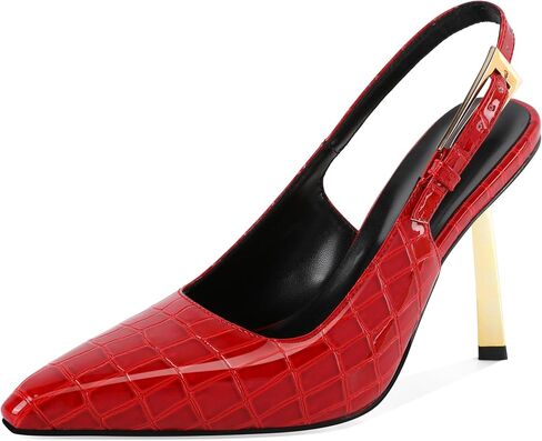 Mettesally Sling Back Heels Women High Heels Closed Toe Gold Heels Pumps Metal Buckle Shoes 4 Inch in Saudi Arabia