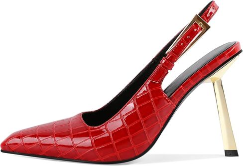 Mettesally Sling Back Heels Women High Heels Closed Toe Gold Heels Pumps Metal Buckle Shoes 4 Inch in Saudi Arabia