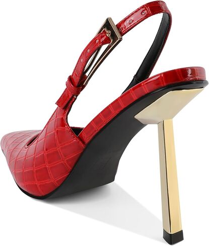 Mettesally Sling Back Heels Women High Heels Closed Toe Gold Heels Pumps Metal Buckle Shoes 4 Inch in Saudi Arabia