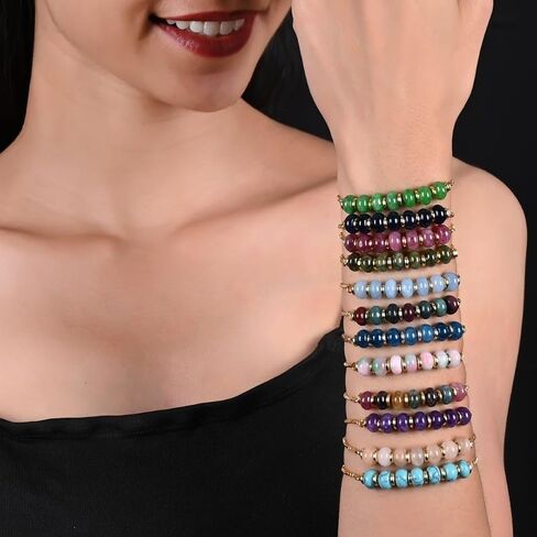 Gempires Natural Amazonite Beads Bolo Bracelet, 14k Yellow Gold Plated Handmade Jewerly, Adjustable Bracelets For Women (Amazonite) in Saudi Arabia