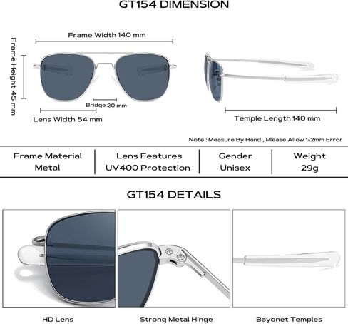 Gtand Vintage Military Style Pilot Aviator Sunglasses For Men Women Metal Sun Glasses Bayonet Temples 54mm in Saudi Arabia