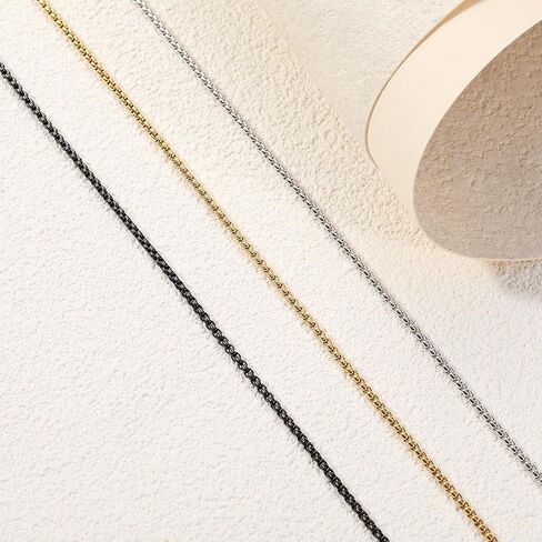 Stainless Steel Rolo Chain Necklace for Men Silver/Gold/Black Chain Necklaces Jewelry Gift for Women 2mm/3mm/4mm/5mm Rolo Chain Lengths 16-30 inches in Saudi Arabia
