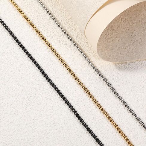Stainless Steel Rolo Chain Necklace for Men Silver/Gold/Black Chain Necklaces Jewelry Gift for Women 2mm/3mm/4mm/5mm Rolo Chain Lengths 16-30 inches in Saudi Arabia