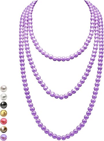 Halukakah 1920s Long Pearl Necklace for Women - Exquisite Natural Cultured Pearls - Luxurious 8mm Strand with Timeless Elegance - Length 60"/71" - Perfect for Special Occasions in Saudi Arabia