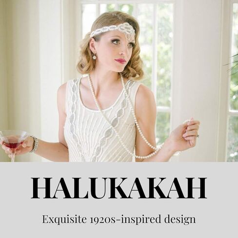 Halukakah 1920s Long Pearl Necklace for Women - Exquisite Natural Cultured Pearls - Luxurious 8mm Strand with Timeless Elegance - Length 60"/71" - Perfect for Special Occasions in Saudi Arabia