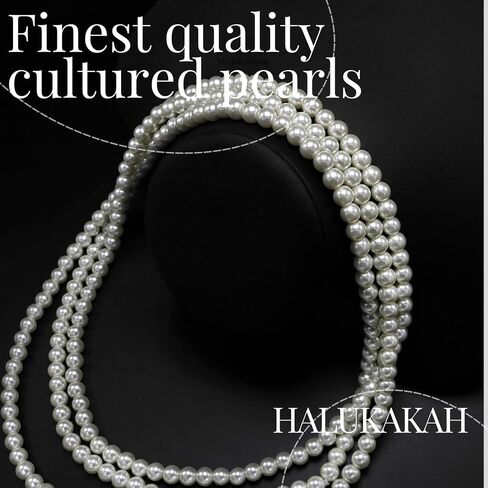 Halukakah 1920s Long Pearl Necklace for Women - Exquisite Natural Cultured Pearls - Luxurious 8mm Strand with Timeless Elegance - Length 60"/71" - Perfect for Special Occasions in Saudi Arabia
