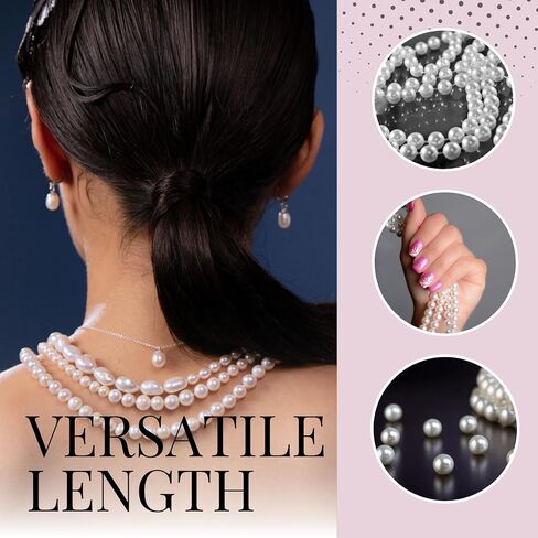 Halukakah 1920s Long Pearl Necklace for Women - Exquisite Natural Cultured Pearls - Luxurious 8mm Strand with Timeless Elegance - Length 60"/71" - Perfect for Special Occasions in Saudi Arabia