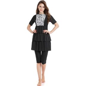 seafanny Womens' Modest Muslim Print 2 Pieces Swimwear Rash Guard Surfing Suit