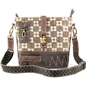 3B - SHOUZO Messenger and Shoulder Bag | Upcycled Vintage Canvas & Leather | Comes with 2 Different Straps