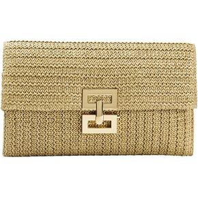 Obosoyo Summer Straw Clutch Purses for Women Boho Woven Beach Bag Envelope Wallet Flap Handbags Cell Phone Evening Purse