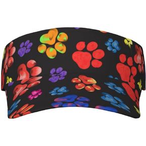 Cute Dog Paw Print Sport Sun Visor Hat Adjustable Summer Beach Hat Dog Paw Visor Cap for Women Men