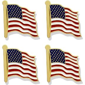 4 Pack American Flag Lapel Pin - USA Flags Pins Lapel Hat Backpacks Suit Decoration & Men Women Waving Patriotic Enamel Metal Badge Souvenir