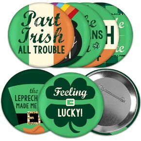 Big Dot of Happiness St. Patrick’s Day - 3 inch Saint Patty’s Day Party Badge - Pinback Buttons - Set of 8