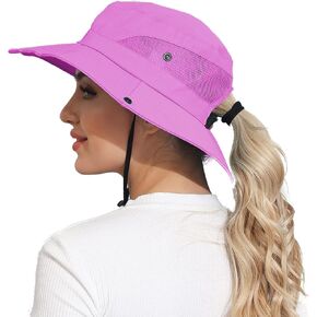 ROYAL MATRIX المرأة قبعة الشمس واسعة حافة الأشعة فوق البنفسجية حماية قبعة الشمس في الهواء الطلق Packable الصيد القبعات شبكة قبعة الشاطئ مع ثقب ذيل حصان in Kuwait