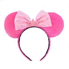 Colorful sequins Bowknot Headband Cute Mouse Ears Headband for Travel Party Festivals (Blue)