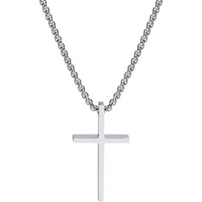 MEALGUET Cross Necklace Gift : To my Son/To my Dad Stainless Steel Minimalist Cross Pendant Necklace for Daddy or Son, Religious Gift Idea from Mom with 24 Inches Chain