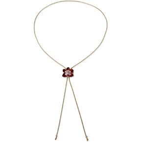 NOVICA Artisan Handmade Natural Orchid Lariat Necklace 24k Gold Plated from Thailand Flower Leaf Floral 'Scarlet Dancer'